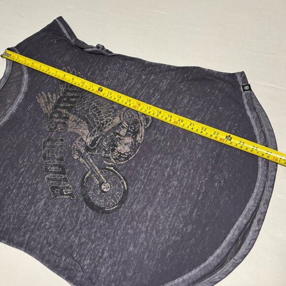 Rock & Republic Rider Spirit Graphic Tee Gray Sheer Burnout Top Wings M - Picture 10 of 10
